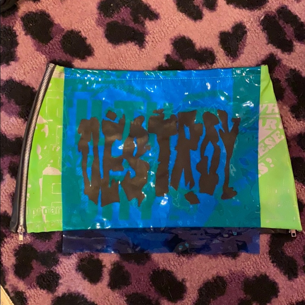 Vegan leather “destroy” seditionaries mini skirt